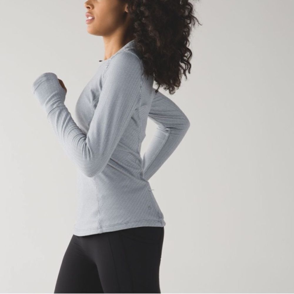 LULULEMON Kanto Catch Me Long Sleeve Top herringbone Size 8 - Picture 2 of 13